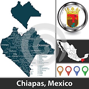Map of Chiapas, Mexico