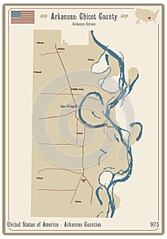 Map of Chicot County in Arkansas