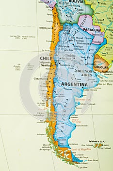 Map of Chile and Argentina photo