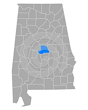 Map of Chilton in Alabama