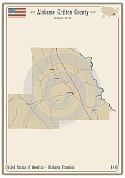 Map of Chilton County in Alabama
