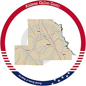 Map of Chilton county in Alabama, USA. photo