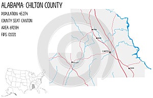 Map of Chilton county in Alabama, USA. photo