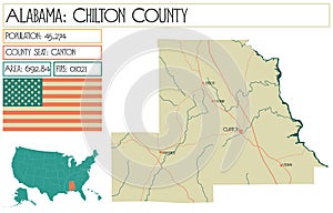 Map of Chilton county in Alabama, USA. photo