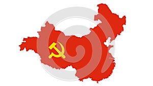 Map of China with Comunism flag inside