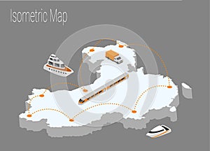 Map China isometric concept.