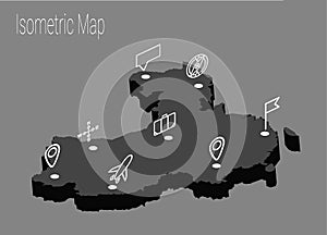 Map China isometric concept.