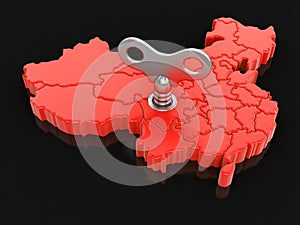 Map of China with winding key