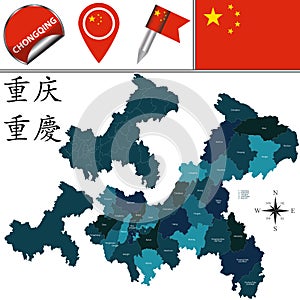 Map of Chongqing with Divisions