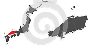 map of Chugoku region of Japan