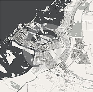 Map of the city of Abu Dhabi, United Arab Emirates UAE