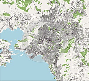 Map of the city of Athens, Greece