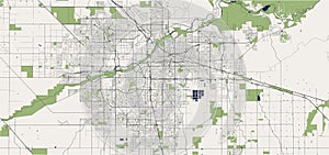 Map of the city of Bakersfield, USA