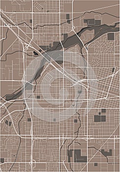 Map of the city of Bakersfield, USA