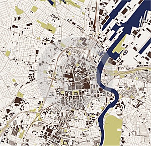 Map of the city of Belfast, County Antrim, Northern Ireland, UK