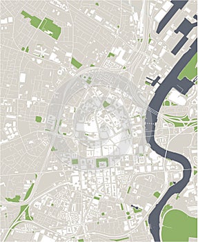 Map of the city of Belfast, County Antrim, Northern Ireland, UK