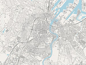 map of the city of Belfast, Northern Ireland, UK