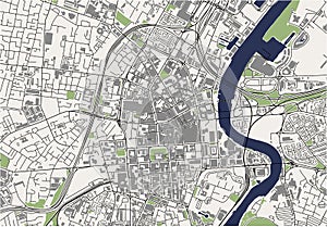 map of the city of Belfast, Northern Ireland, UK