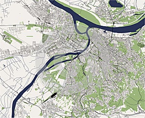 map of the city of Belgrade, Serbia