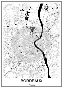 Map of the city of Bordeaux, France