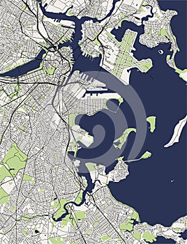 Map of the city of Boston, USA