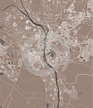 Map of the city of Cairo, Giza, Egypt