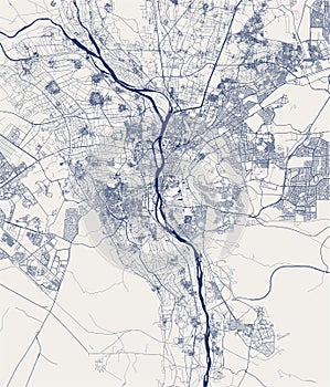 Map of the city of Cairo, Giza, Egypt