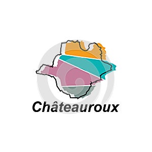 Map City of Chateauroux vector design template, World Map International vector template with outline graphic sketch style isolated photo