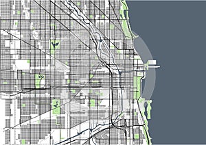 Map of the city of Chicago, USA