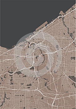 Map of the city of Cleveland, Ohio, USA