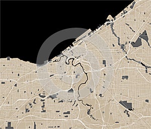 Map of the city of Cleveland, Ohio, USA