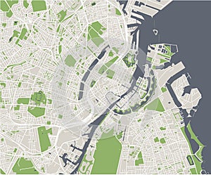 Map of the city of Copenhagen, Denmark