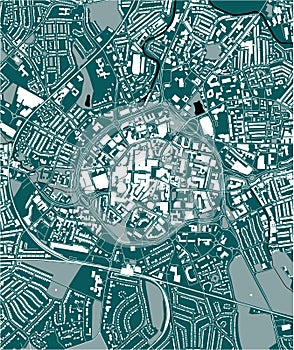 Map of the city of Coventry, West Midlands, England, UK