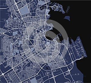 Map of the city of Doha, Qatar