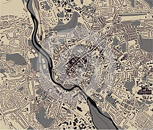 Map of the city of Exeter, Devon, South West England, England, UK