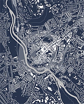 Map of the city of Exeter, England, UK