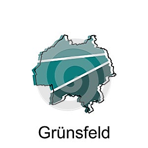 Map city of Grunsfeld illustration design template, geometric colorful modern design