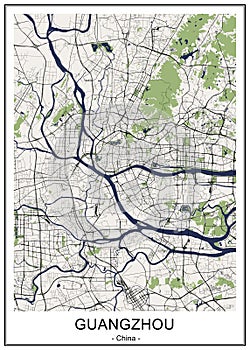 Map of the city of Guangzhou, China photo