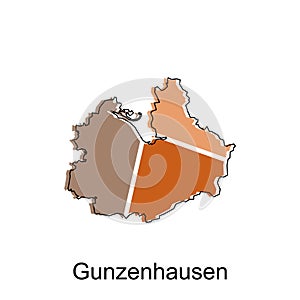 Map city of Gunzenhausen illustration design template, geometric colorful modern design