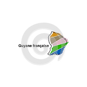 Map City of Guyane Francaise, Vector isolated illustration of simplified administrative map of France. Borders and names of the