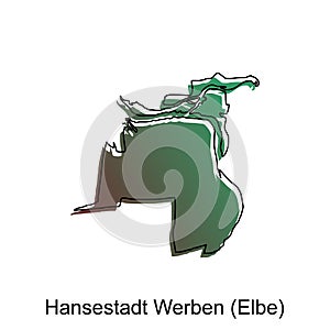 Map City of Hansestadt Werben,Elbe, World Map International vector template with outline illustration design photo