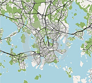 Map of the city of Helsinki, Finland
