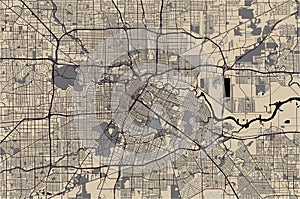 Map of the city of Houston, U.S. state of Texas, USA photo