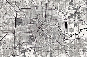 Map of the city of Houston, U.S. state of Texas, USA