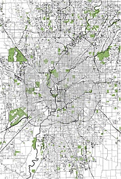 Map of the city of Indianapolis, Indiana, USA