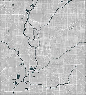 Map of the city of Indianapolis, Indiana, USA