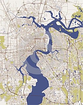 Map of the city of Jacksonville, Florida, USA