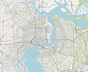 Map of the city of Jacksonville, Florida, USA