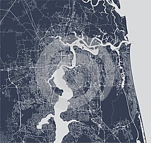 Map of the city of Jacksonville, Florida, USA