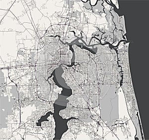 Map of the city of Jacksonville, Florida, USA